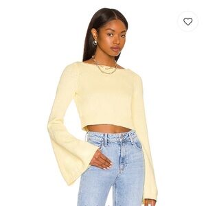 NEW Lovers + Friends Cropped Sweater in Pastel Yellow